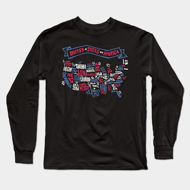 United States of America Long Sleeve T-Shirt by EarlAdrian